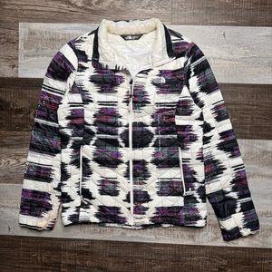 Womens North Face Jacket White Thermoball Insulated Coat Full Zip Purple Size M